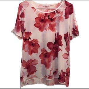 💥4/$20💥 Calvin Klein | Pink Floral Short sleeve